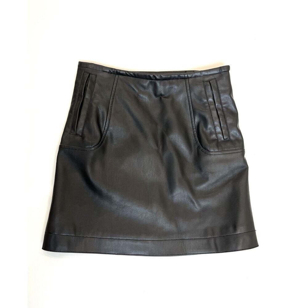 HM Faux Leather Black Mini Skirt Size 2